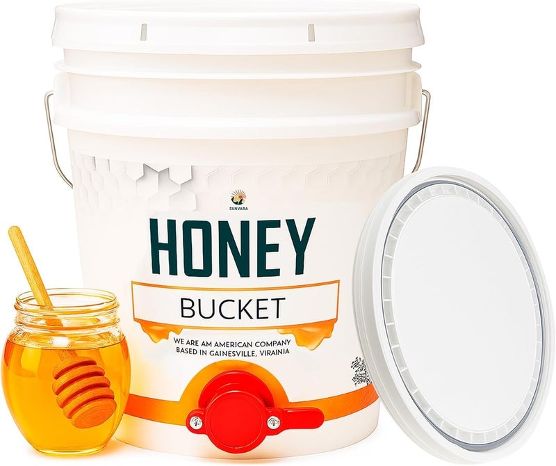 SunVara Honey Bucket 5 Gallon Bucket with Spigot Extractor Equipment Food-Grade PP 20L Capacity + Honey Strainer Filter Honey Filter 2 Piece Honey Double Strainer Honey Extractor Equipment Stainless Steel - Image 2